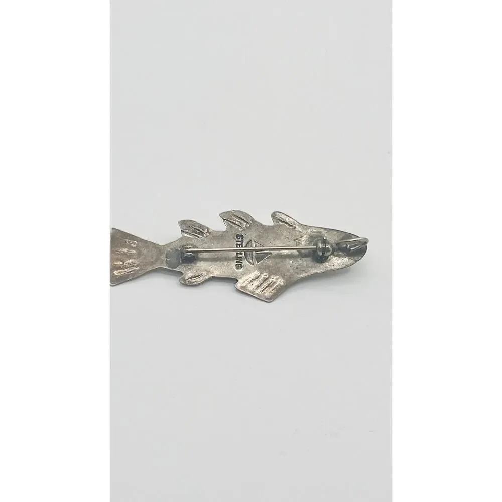 Artisan LCF Catherine McElroy Whimsical Sterling & Amethyst Fish Pendant/Brooch